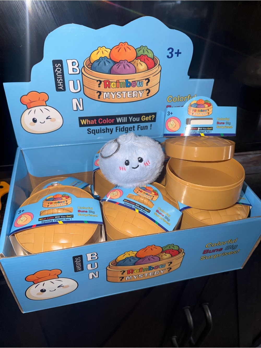 Rainbow Mystery Squishy Bun Surprise Plush keychains 12 pieces full box